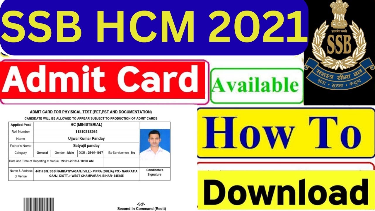 SSB HCM PET PST Admit Card 2026